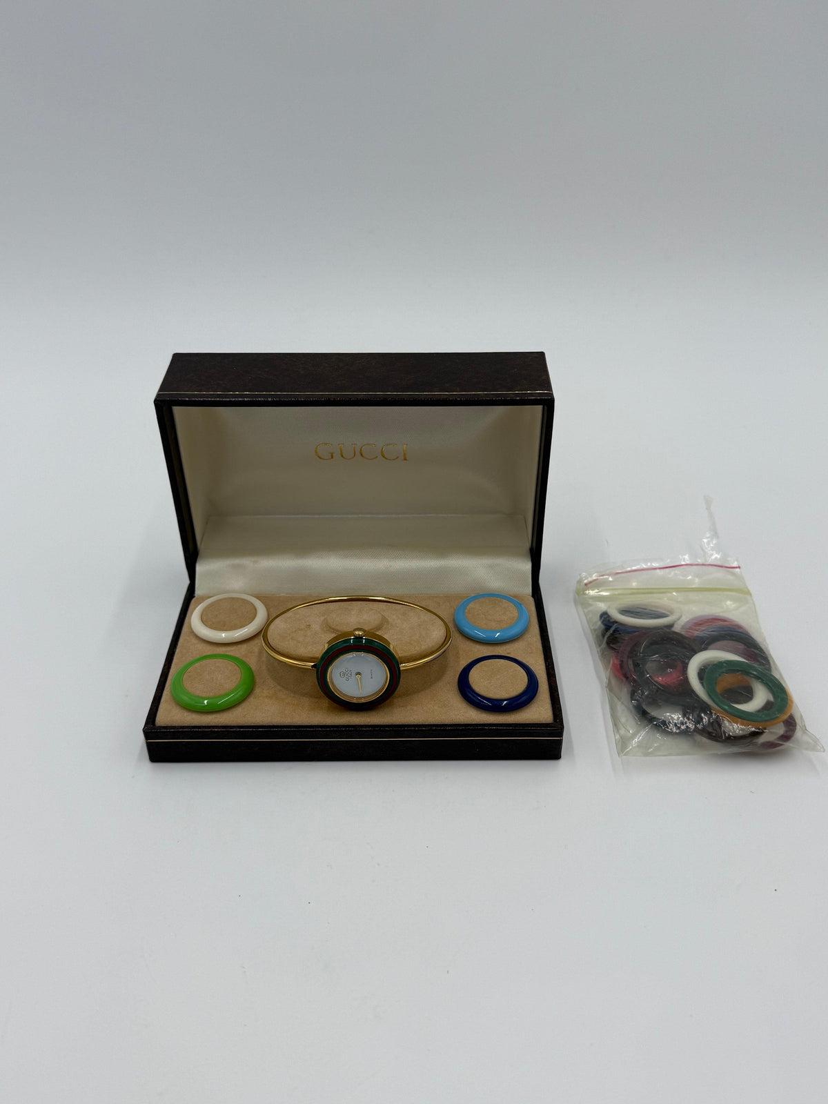 Gucci Orologio Vintage 1100-L con Ghiere Intercambiabili Placcato Oro