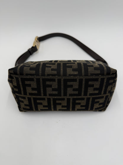 Fendi Borsa a Mano Vanity Pouch in Tela Zucca Monogram Marrone
