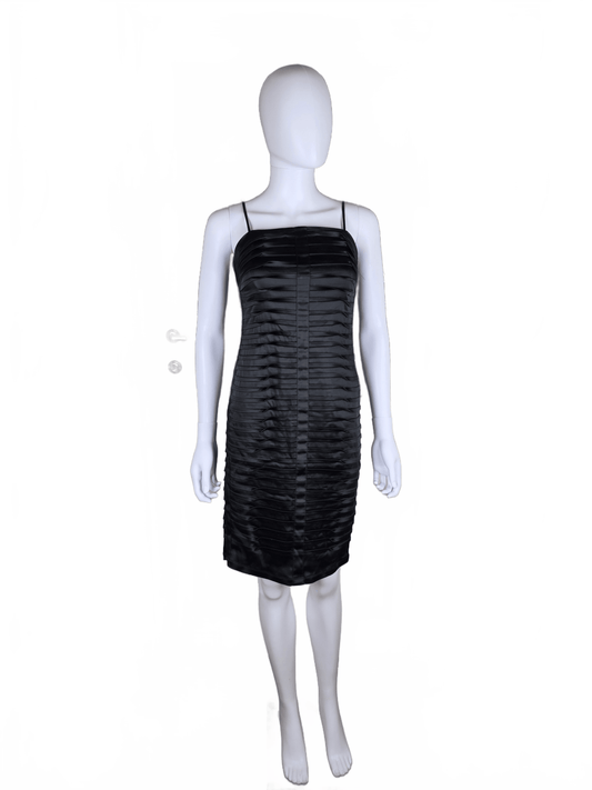 Calvin Klein Abito Corto Vintage a Pieghe Orizzontali Nero - Pally Vintage Closet