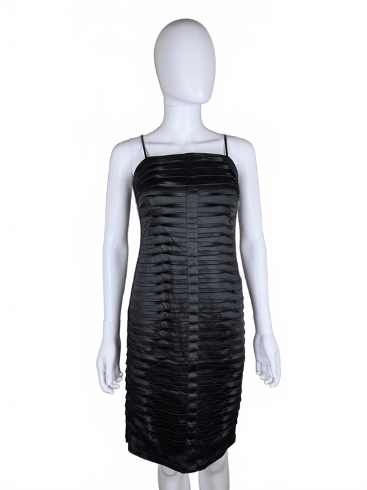 Calvin Klein Abito Corto Vintage a Pieghe Orizzontali Nero - Pally Vintage Closet