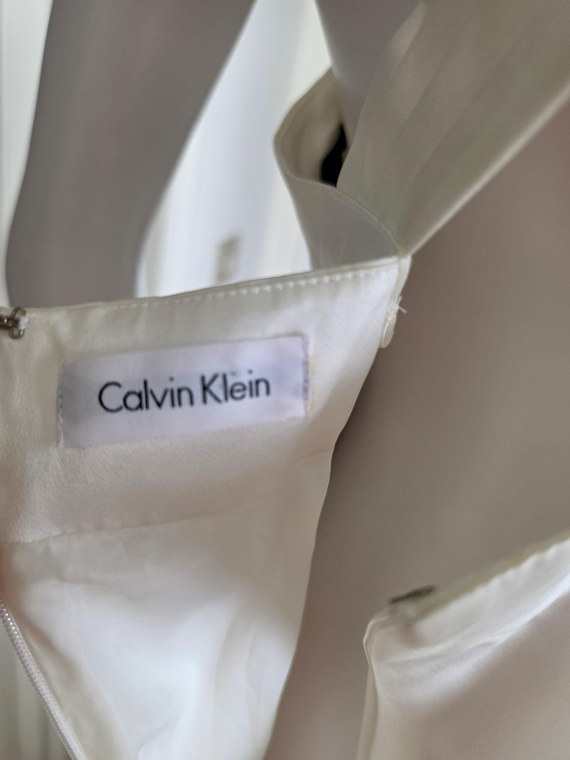 Calvin Klein Abito da Sera Vintage in Raso di Seta Avorio - Pally Vintage Closet