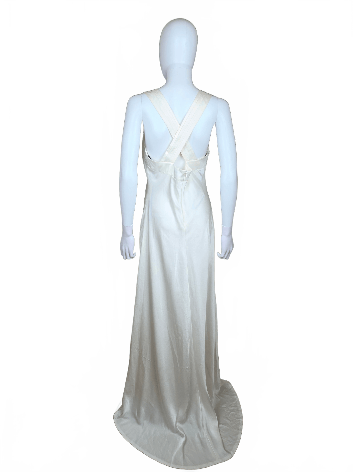 Calvin Klein Abito da Sera Vintage in Raso di Seta Avorio - Pally Vintage Closet