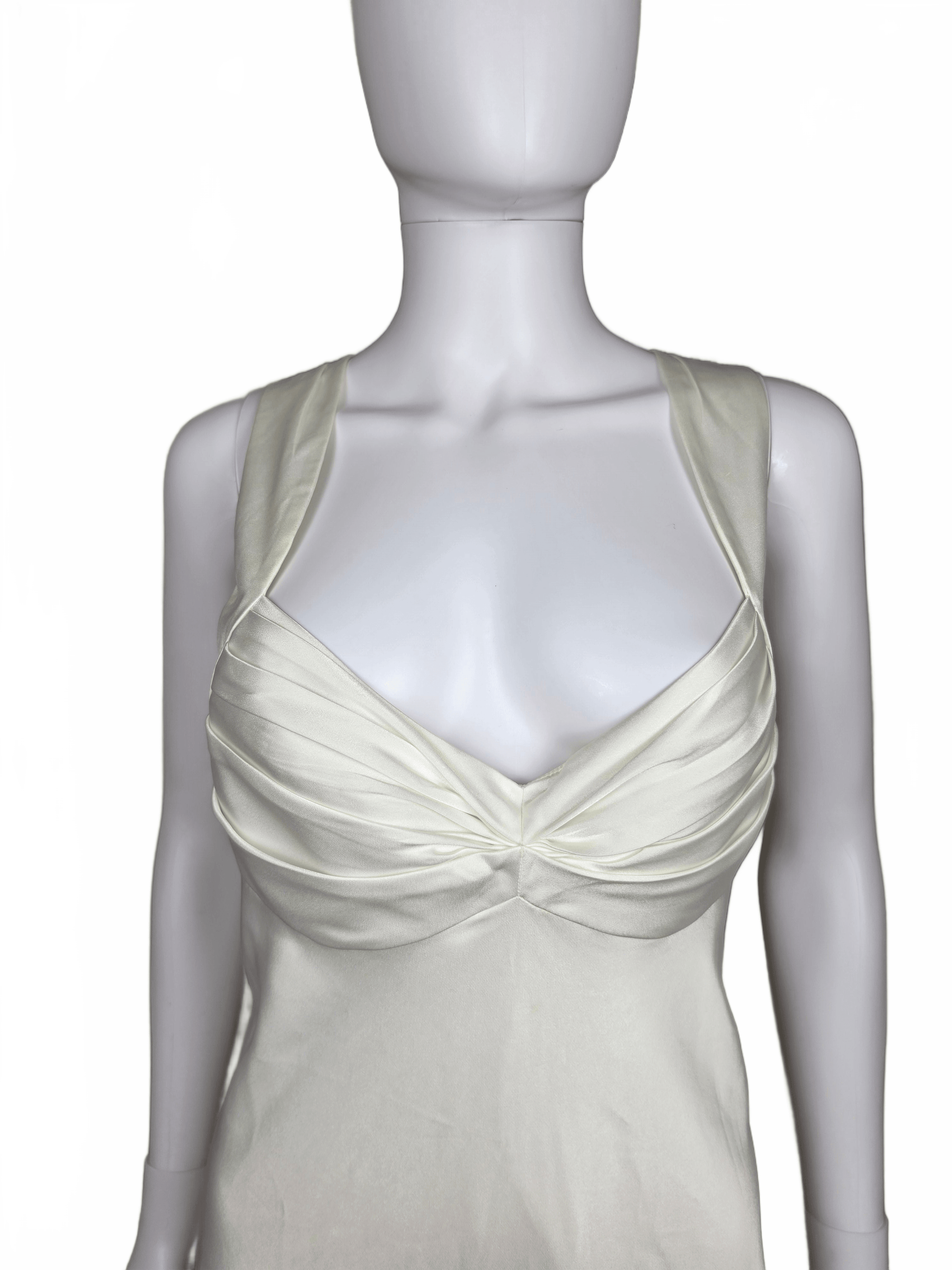 Calvin Klein Abito da Sera Vintage in Raso di Seta Avorio - Pally Vintage Closet