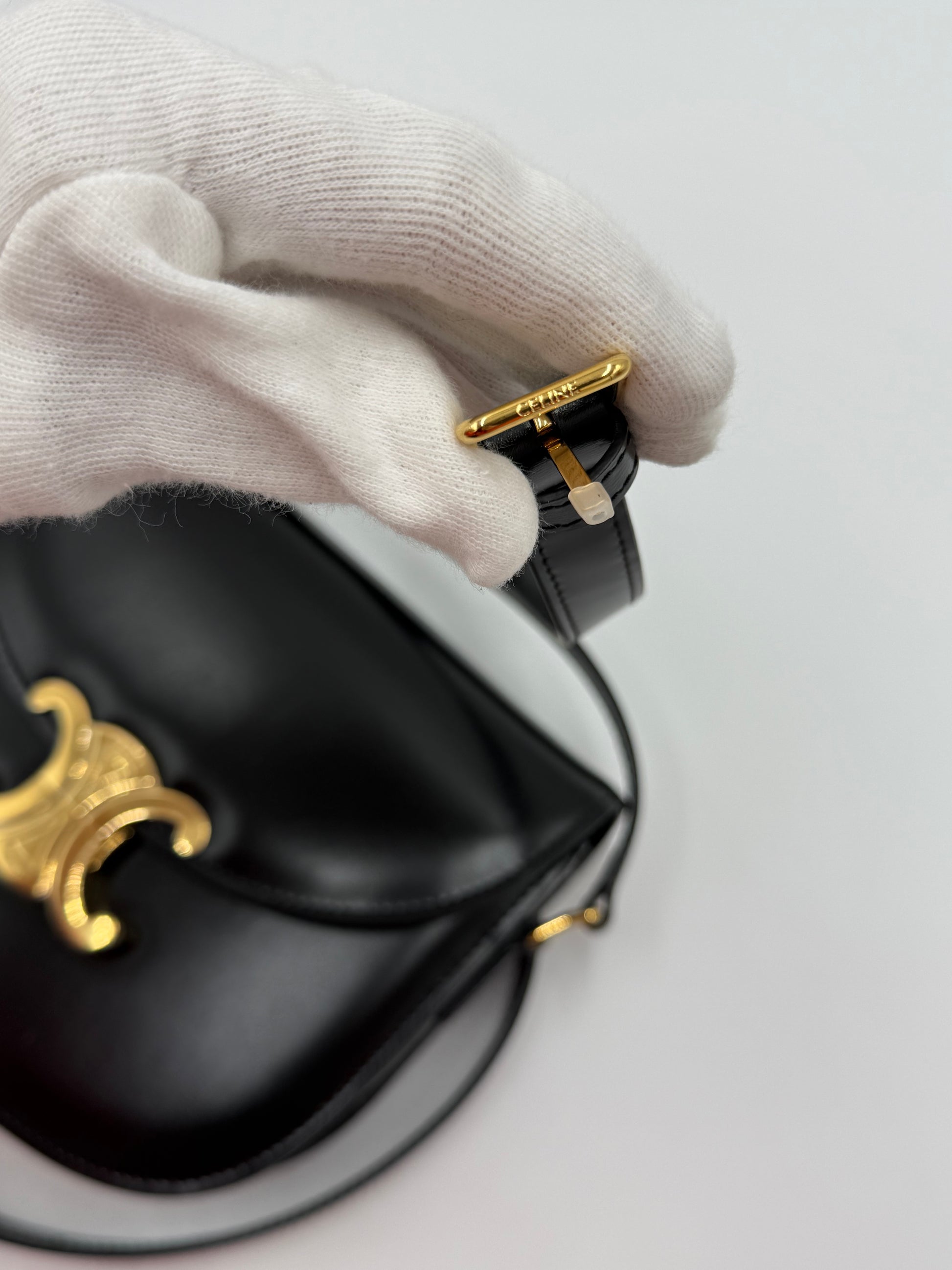 Celine Borsa Besace Clea in Pelle Liscia Nera - Pally Vintage Closet