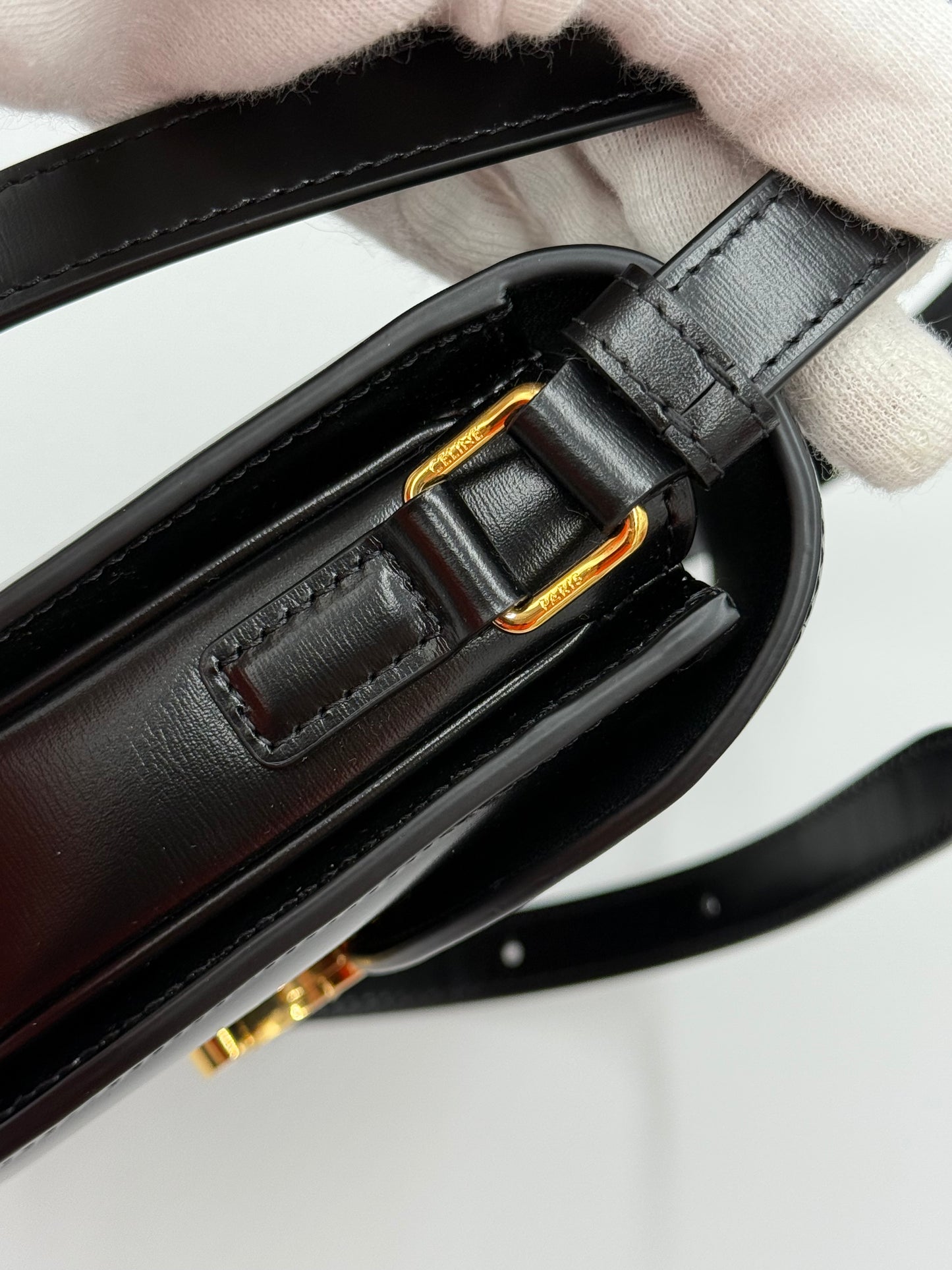 Celine Borsa Besace Clea in Pelle Liscia Nera - Pally Vintage Closet