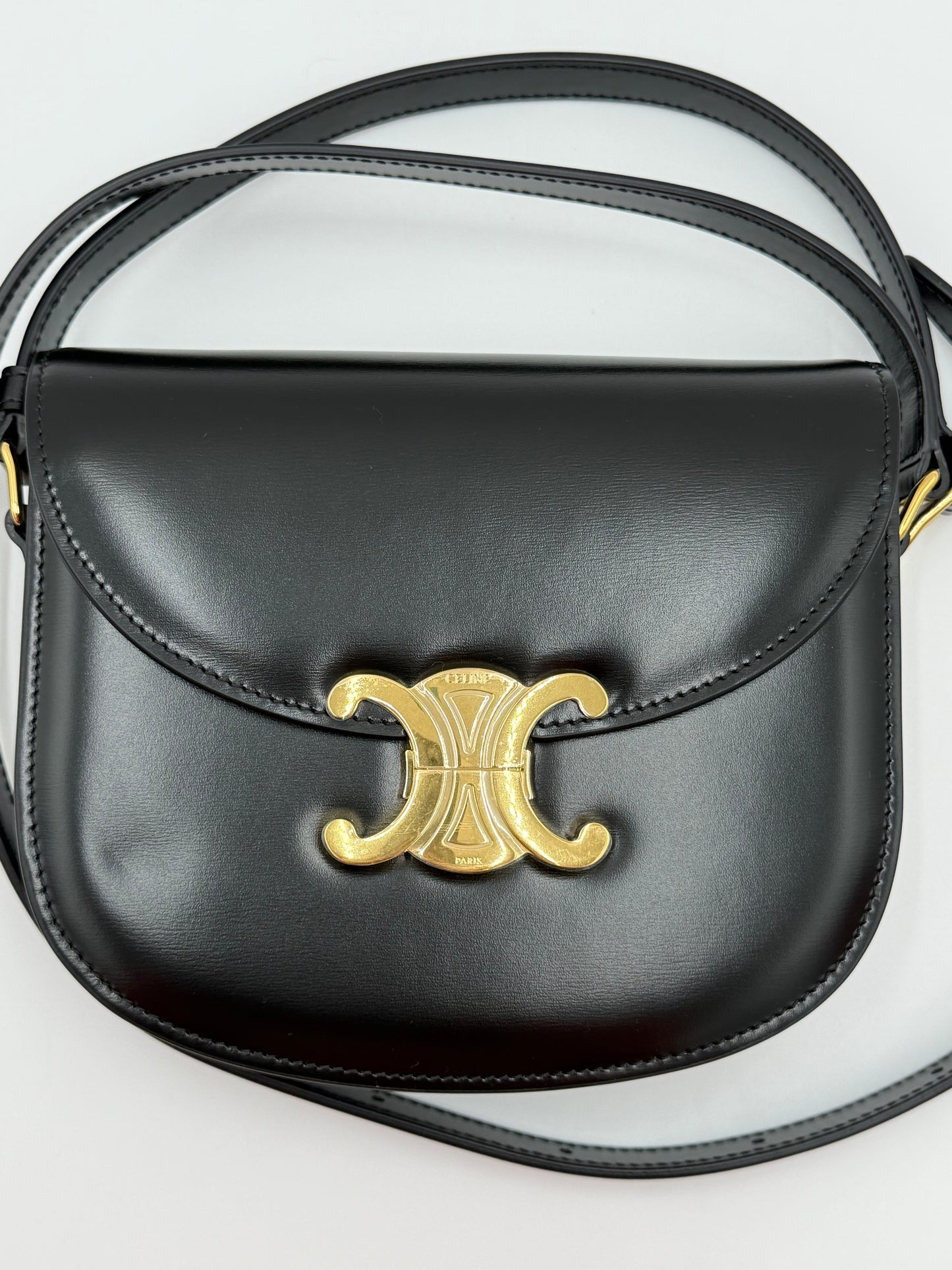 Celine Borsa Besace Clea in Pelle Liscia Nera - Pally Vintage Closet