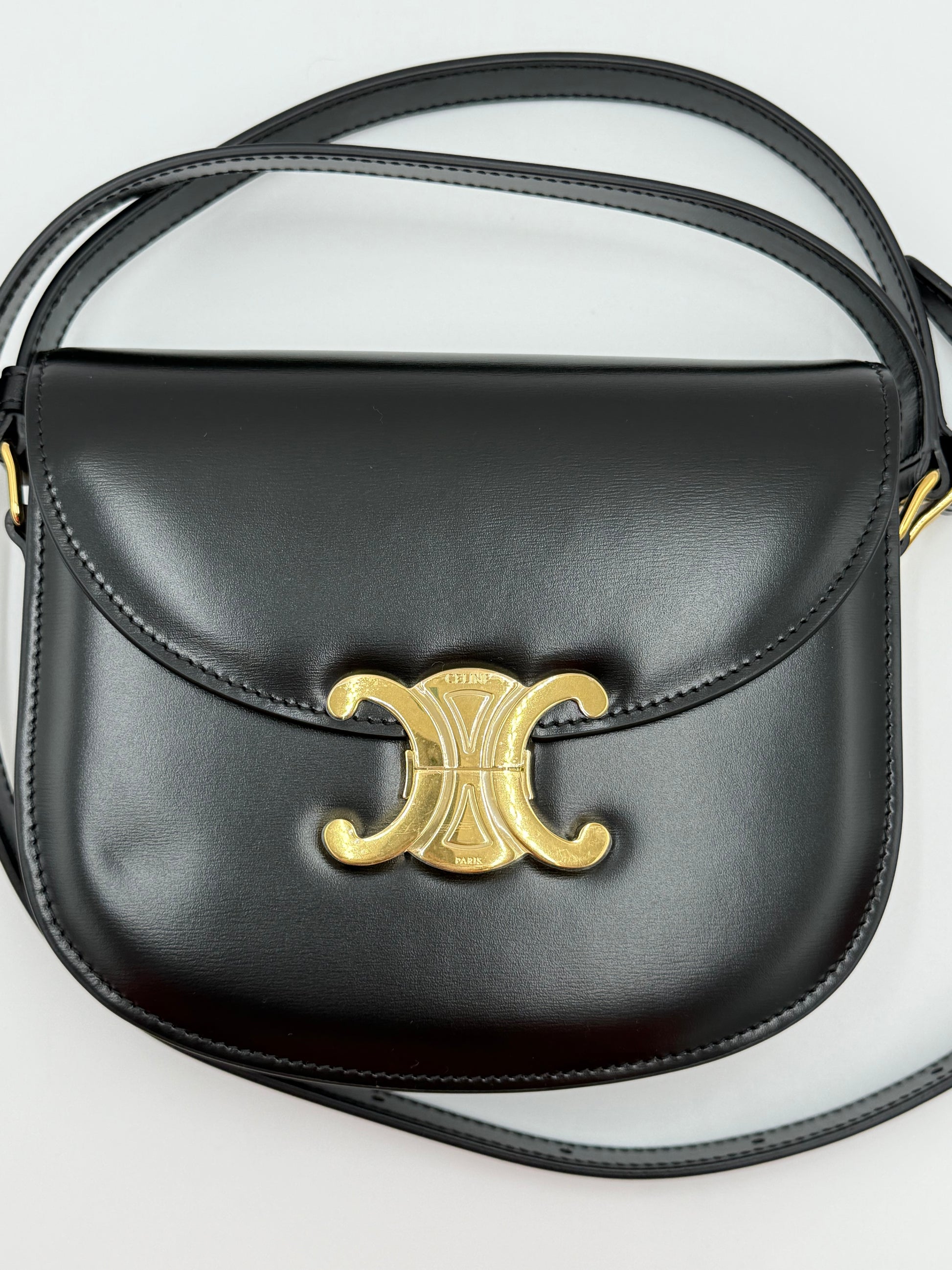 Celine Borsa Besace Clea in Pelle Liscia Nera - Pally Vintage Closet
