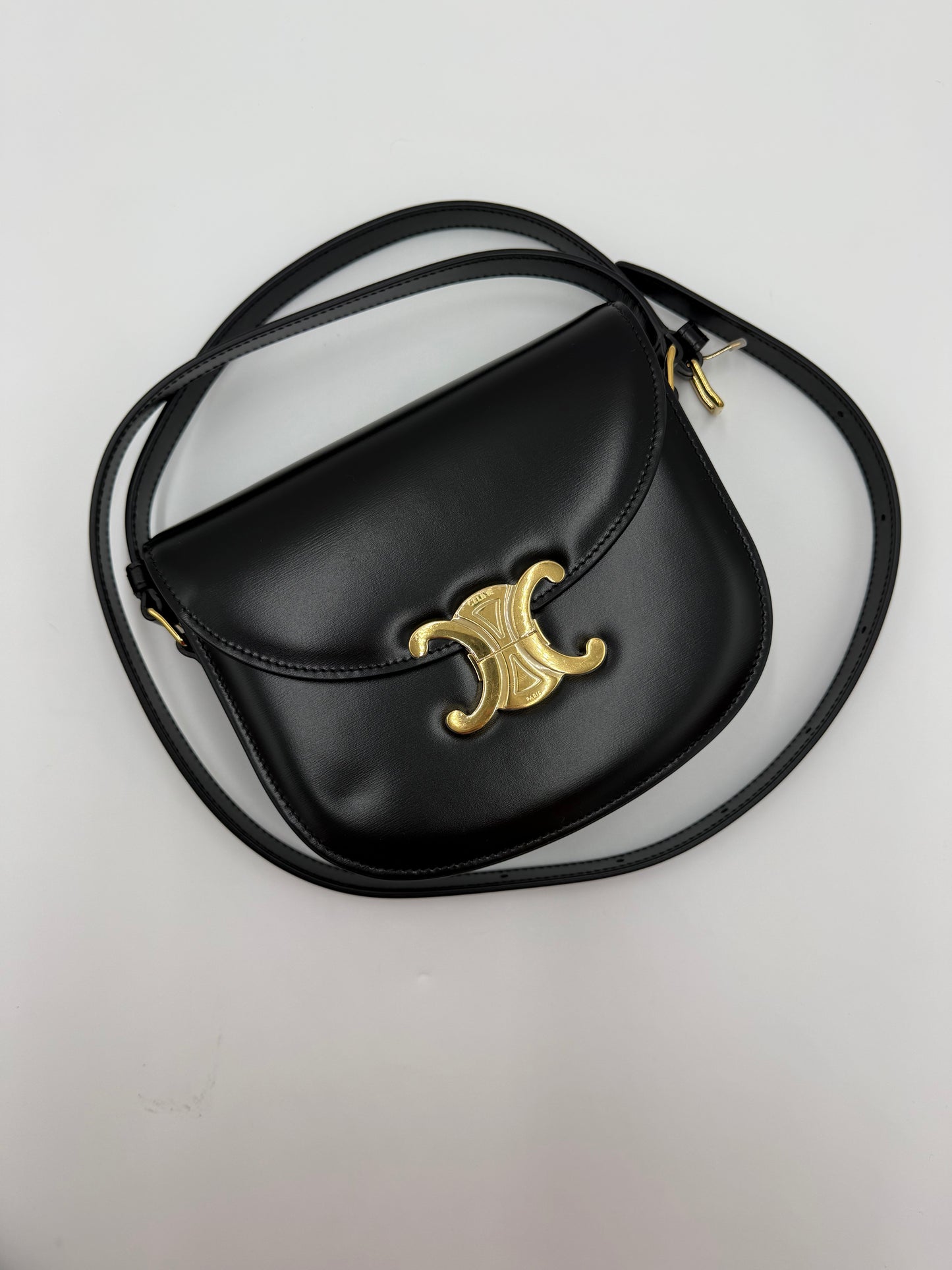 Celine Borsa Besace Clea in Pelle Liscia Nera - Pally Vintage Closet