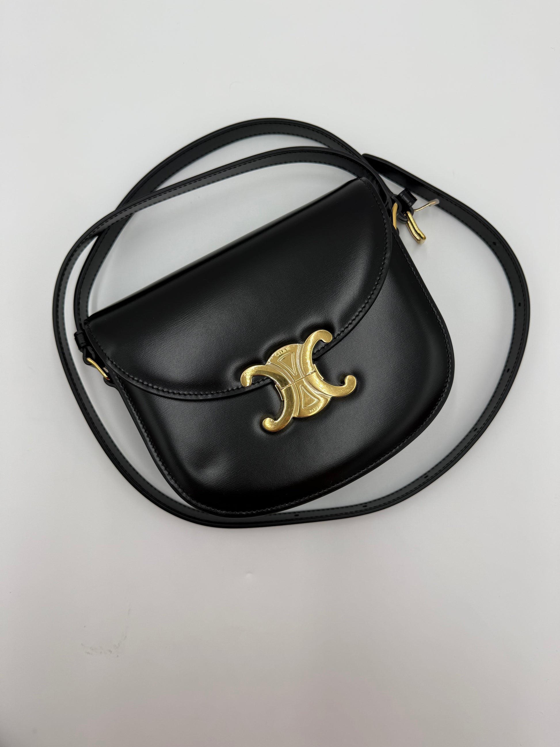 Celine Borsa Besace Clea in Pelle Liscia Nera - Pally Vintage Closet