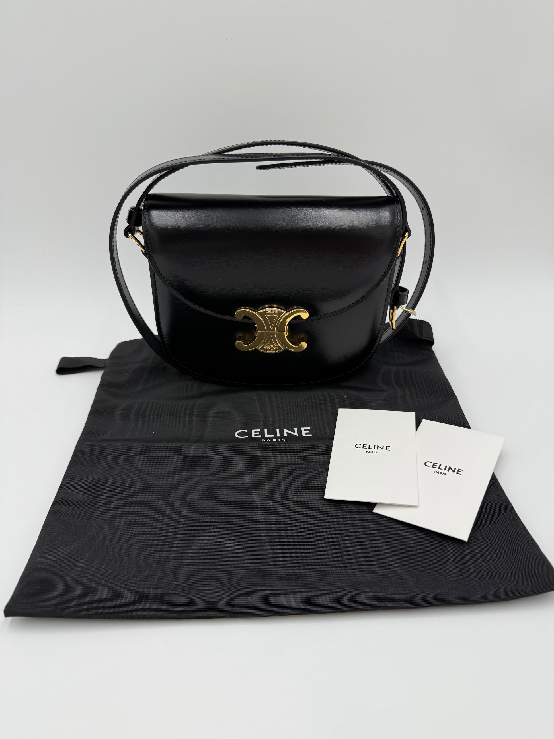 Celine Borsa Besace Clea in Pelle Liscia Nera - Pally Vintage Closet