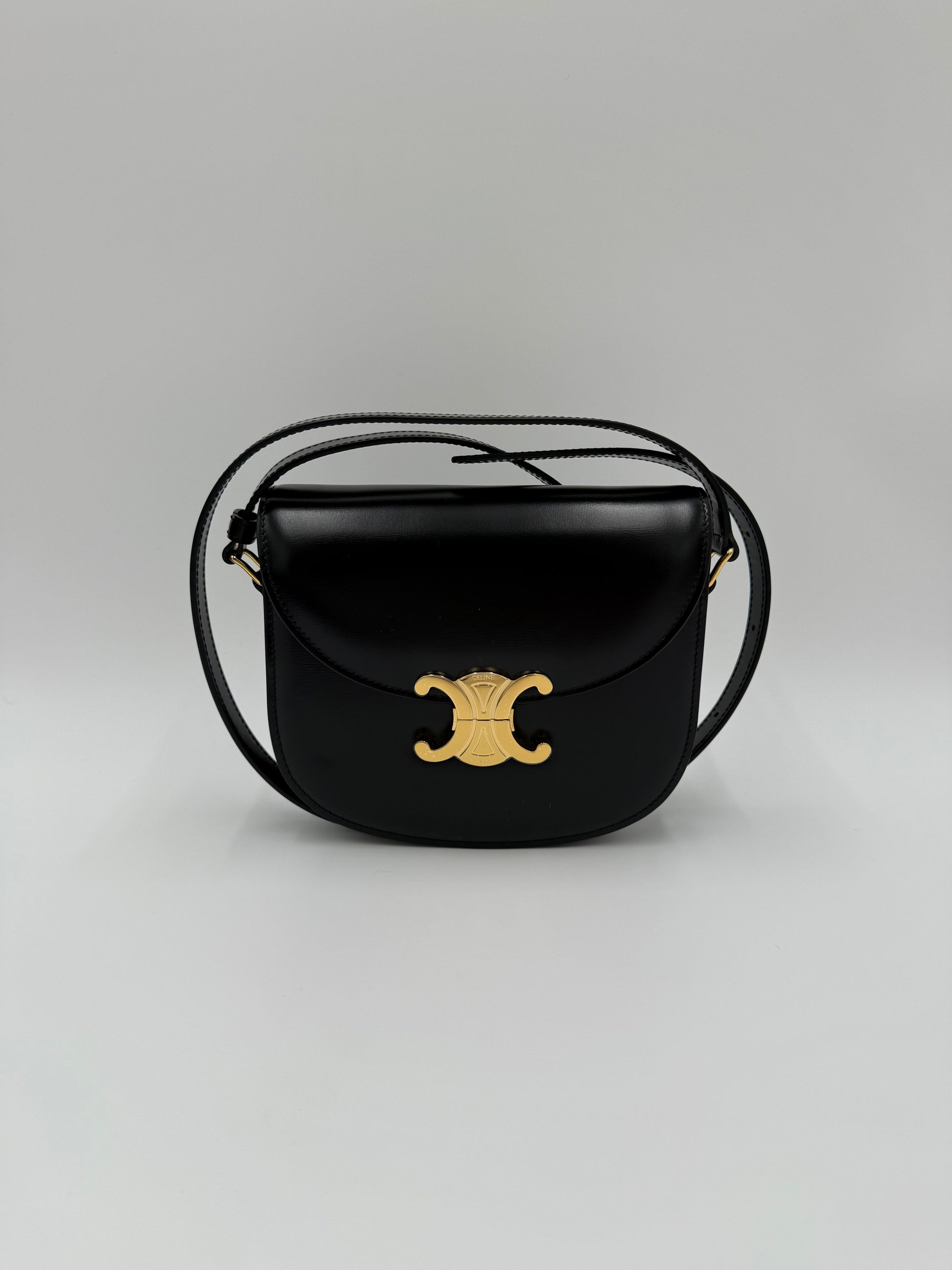 Celine Borsa Besace Clea in Pelle Liscia Nera - Pally Vintage Closet