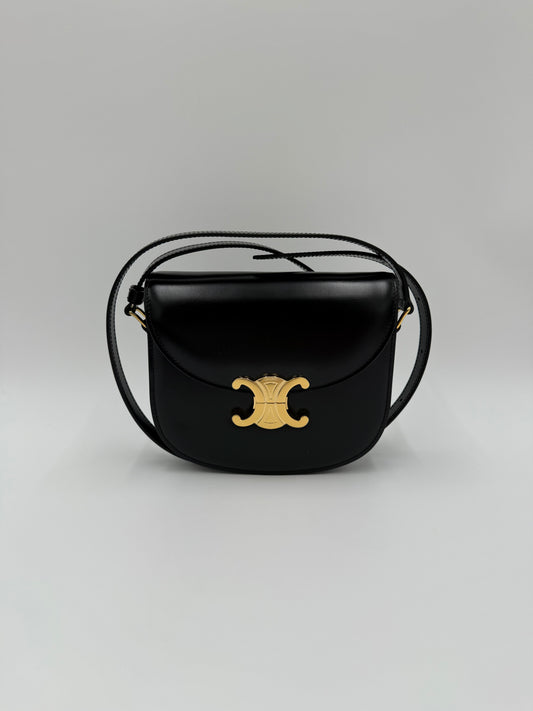 Celine Borsa Besace Clea in Pelle Liscia Nera - Pally Vintage Closet
