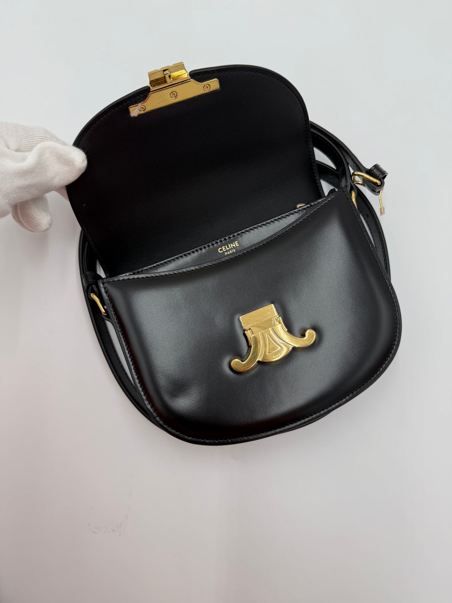 Celine Borsa Besace Clea in Pelle Liscia Nera - Pally Vintage Closet