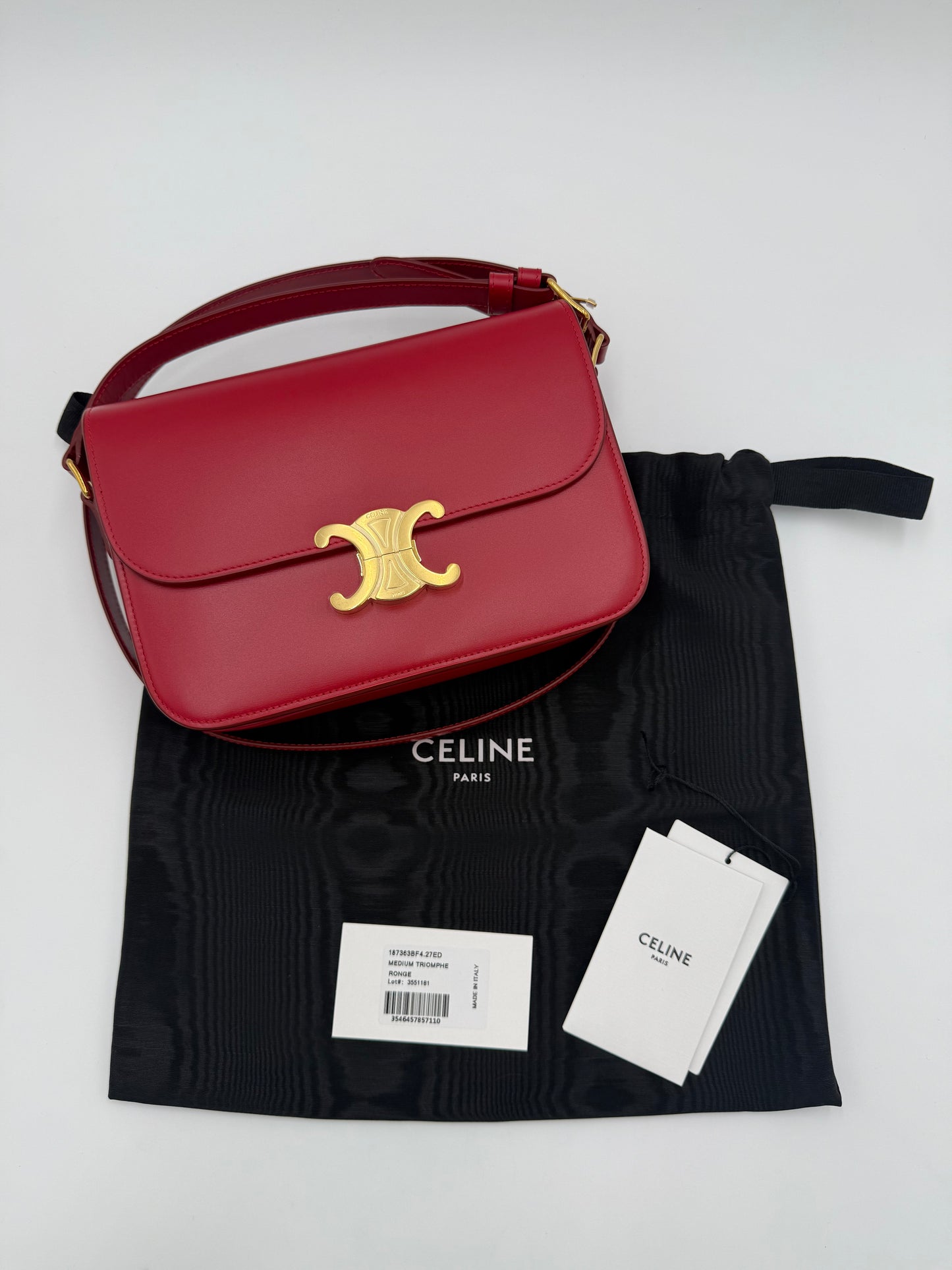 Celine Borsa Triomphe Classique Pelle Rossa Pally Vintage Closet
