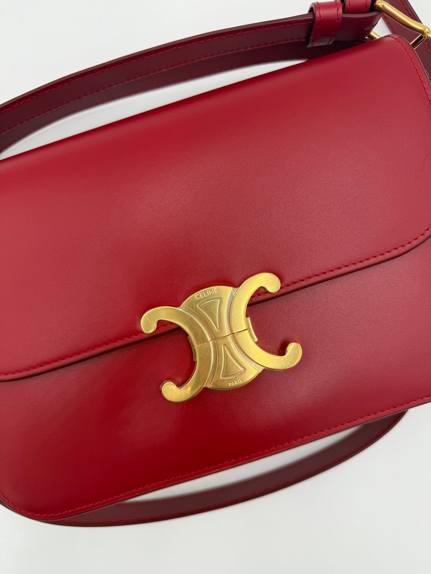 Celine Borsa Triomphe Classique Pelle Rossa Pally Vintage Closet