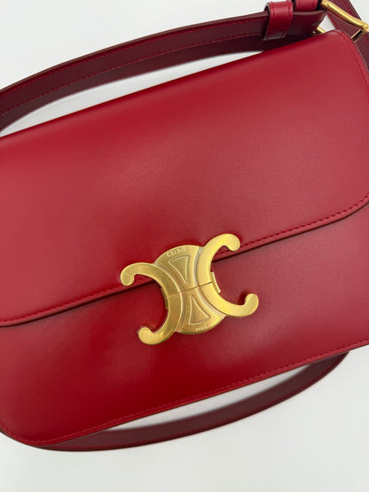 Celine Borsa Triomphe Classique Pelle Rossa Pally Vintage Closet