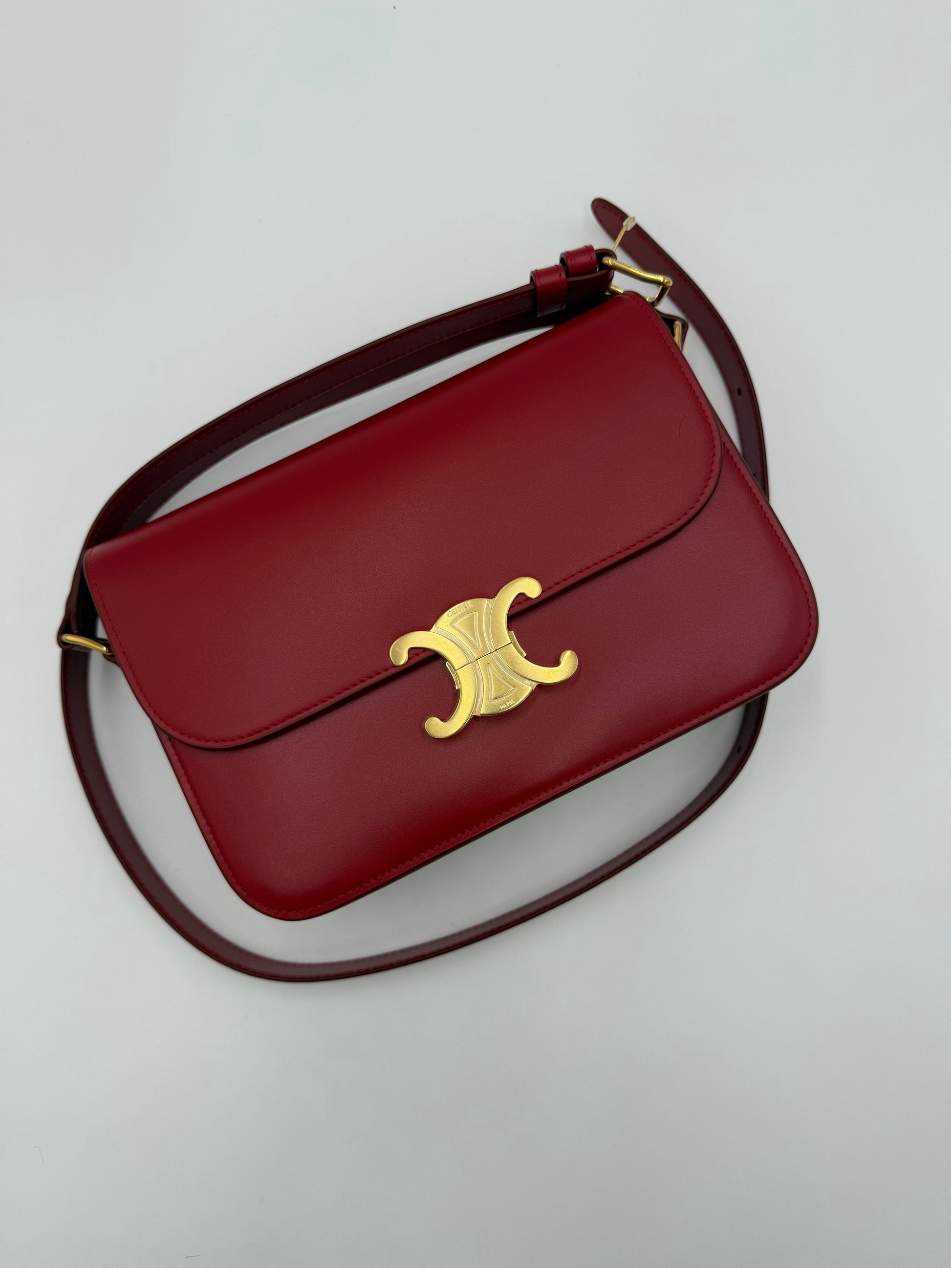 Celine Borsa Triomphe Classique Pelle Rossa Pally Vintage Closet