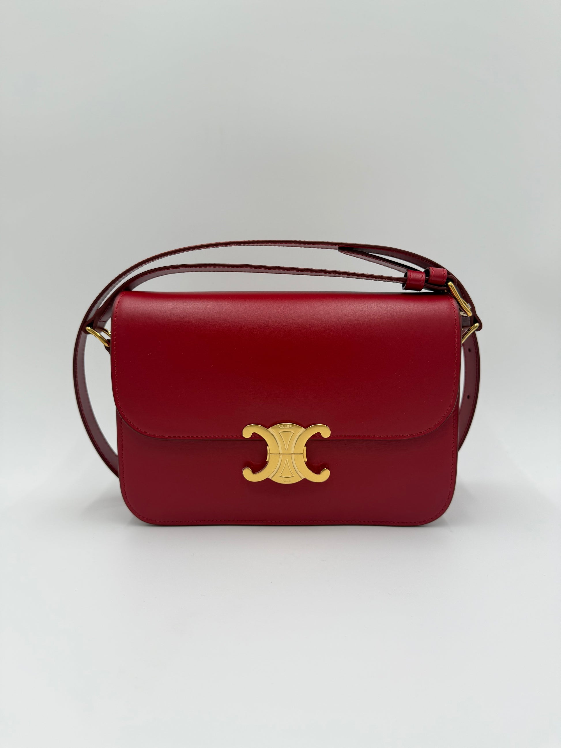 Celine Borsa Triomphe Classique Pelle Rossa Pally Vintage Closet