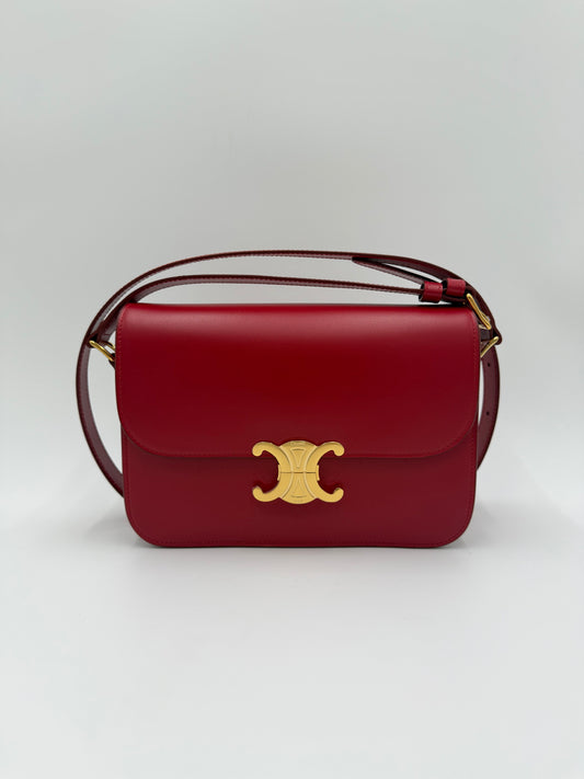 Celine Borsa Triomphe Classique Pelle Rossa Pally Vintage Closet
