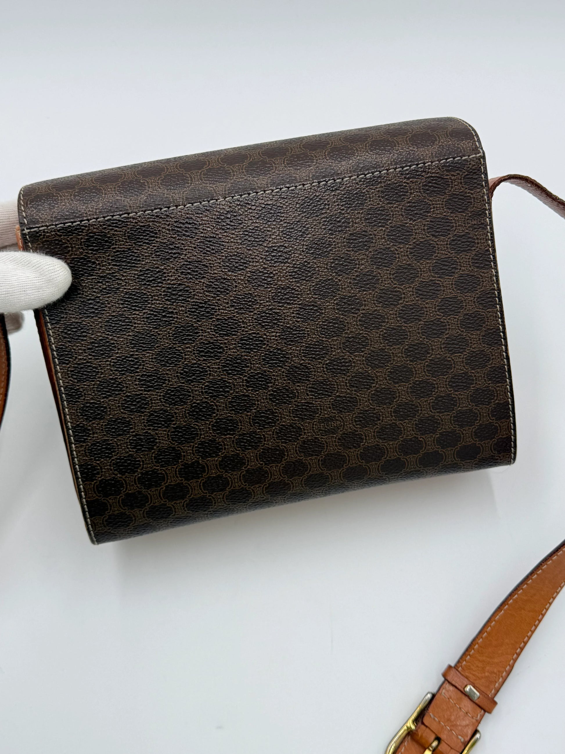 Celine-Borsa-Vintage-Postina-in-Macadam-Canvas-Marrone-70135131210052 - Pally Vintage Closet