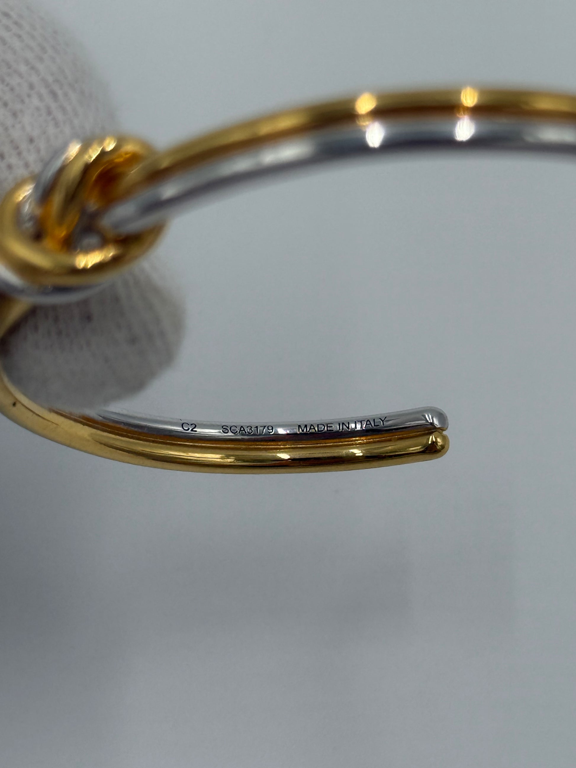Celine Bracciale Nodo Doppio in Ottone Dorato e Argento Pally Vintage Closet