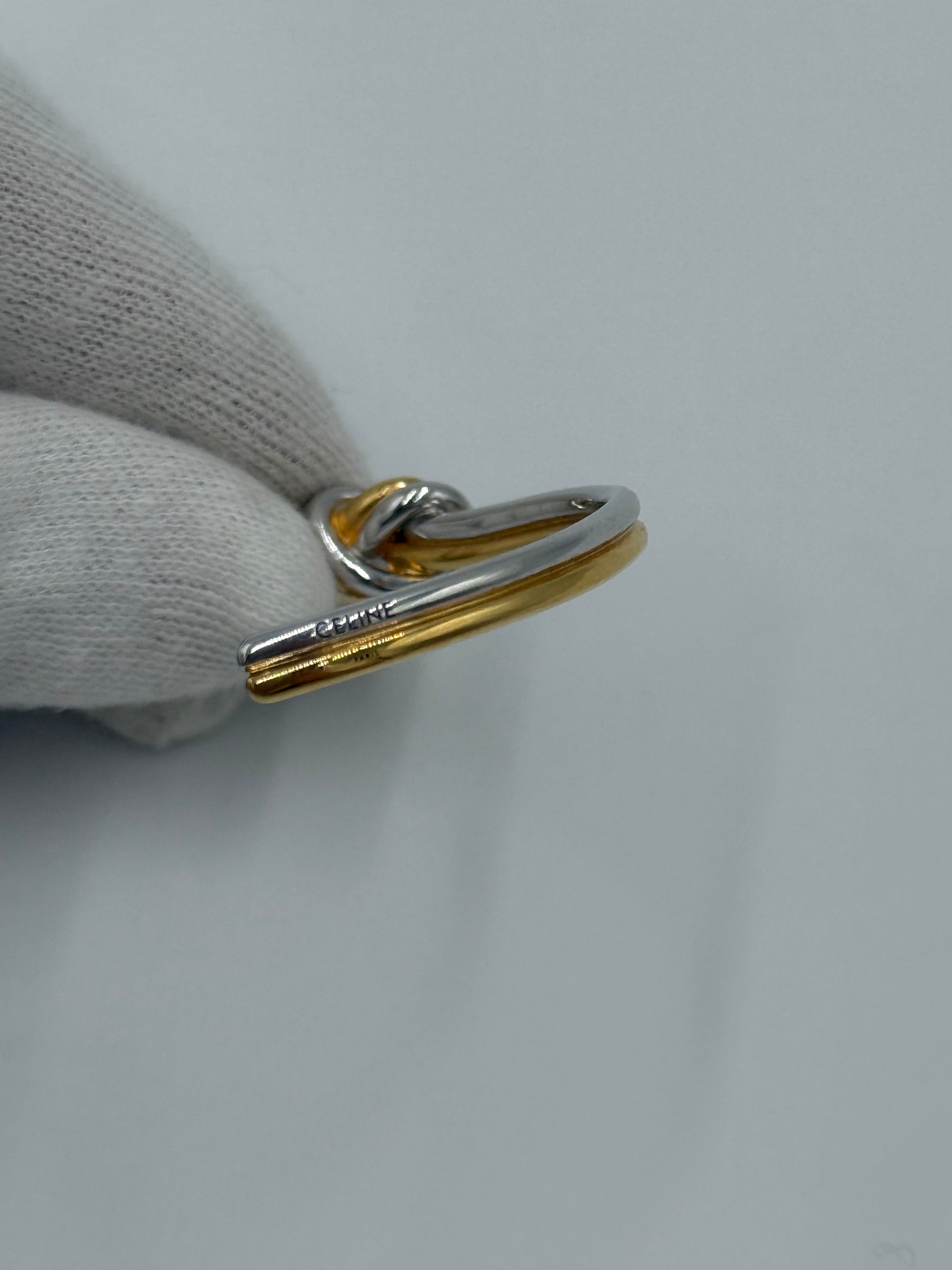 Celine Bracciale Nodo Doppio in Ottone Dorato e Argento Pally Vintage Closet