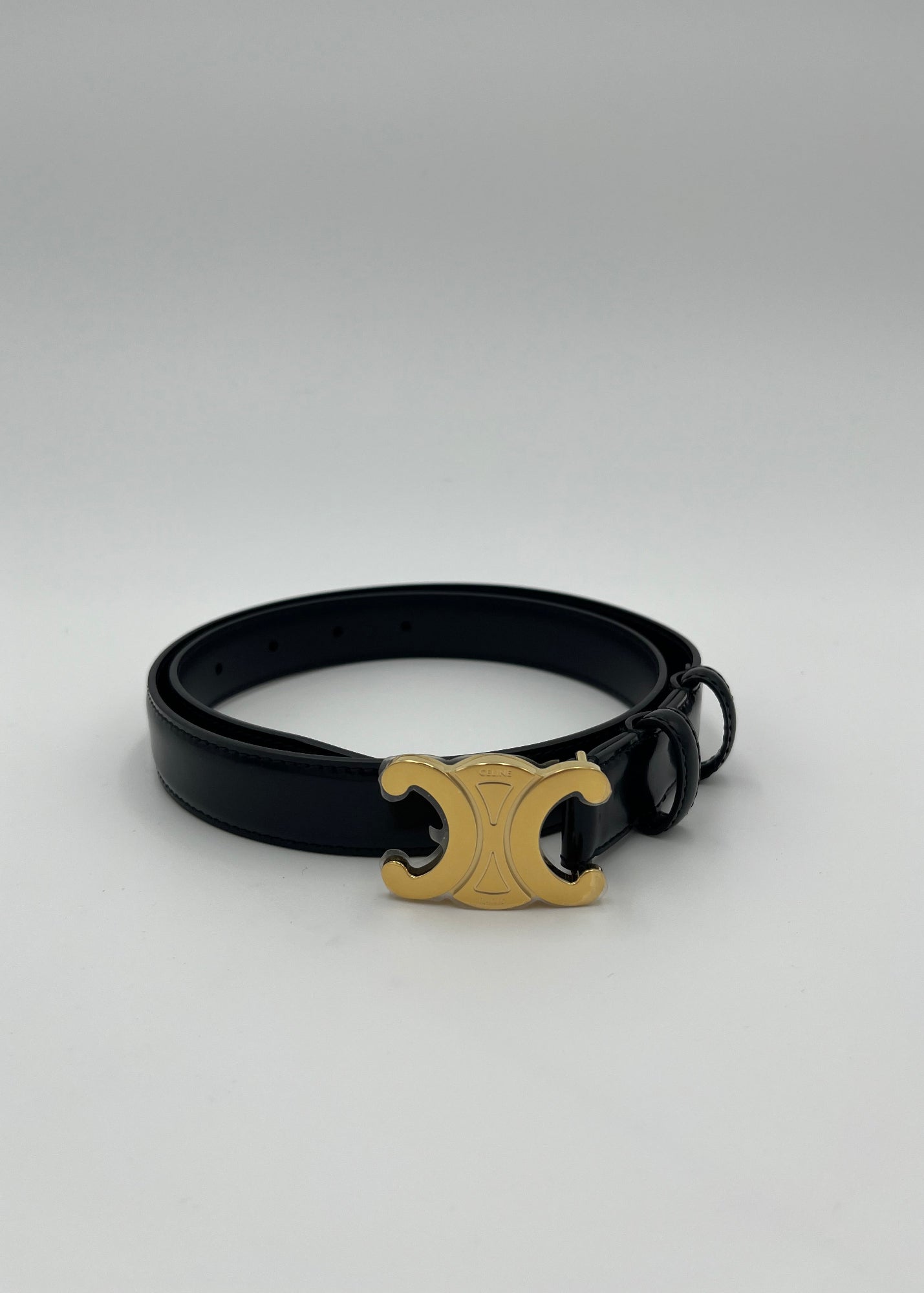 Celine Cintura Triomphe Media in Pelle Taurillon Nera