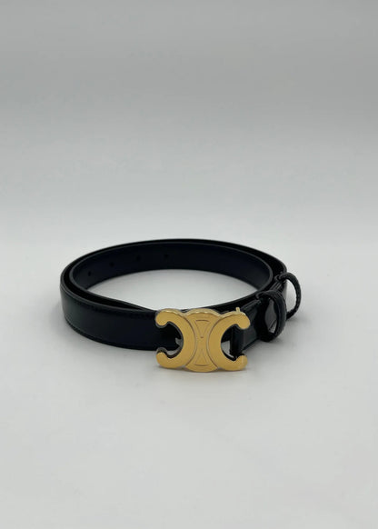 Celine-Cintura-Triomphe-Media-in-Pelle-Taurillon-Nera-64702379000132 - Pally Vintage Closet