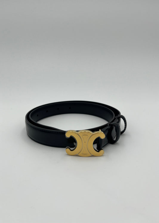 Celine Cintura Triomphe Media in Pelle Taurillon Nera