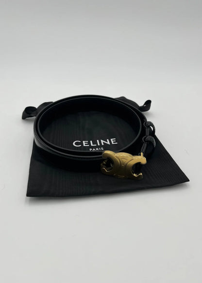 Celine-Cintura-Triomphe-Media-in-Pelle-Taurillon-Nera-64702379065668 - Pally Vintage Closet