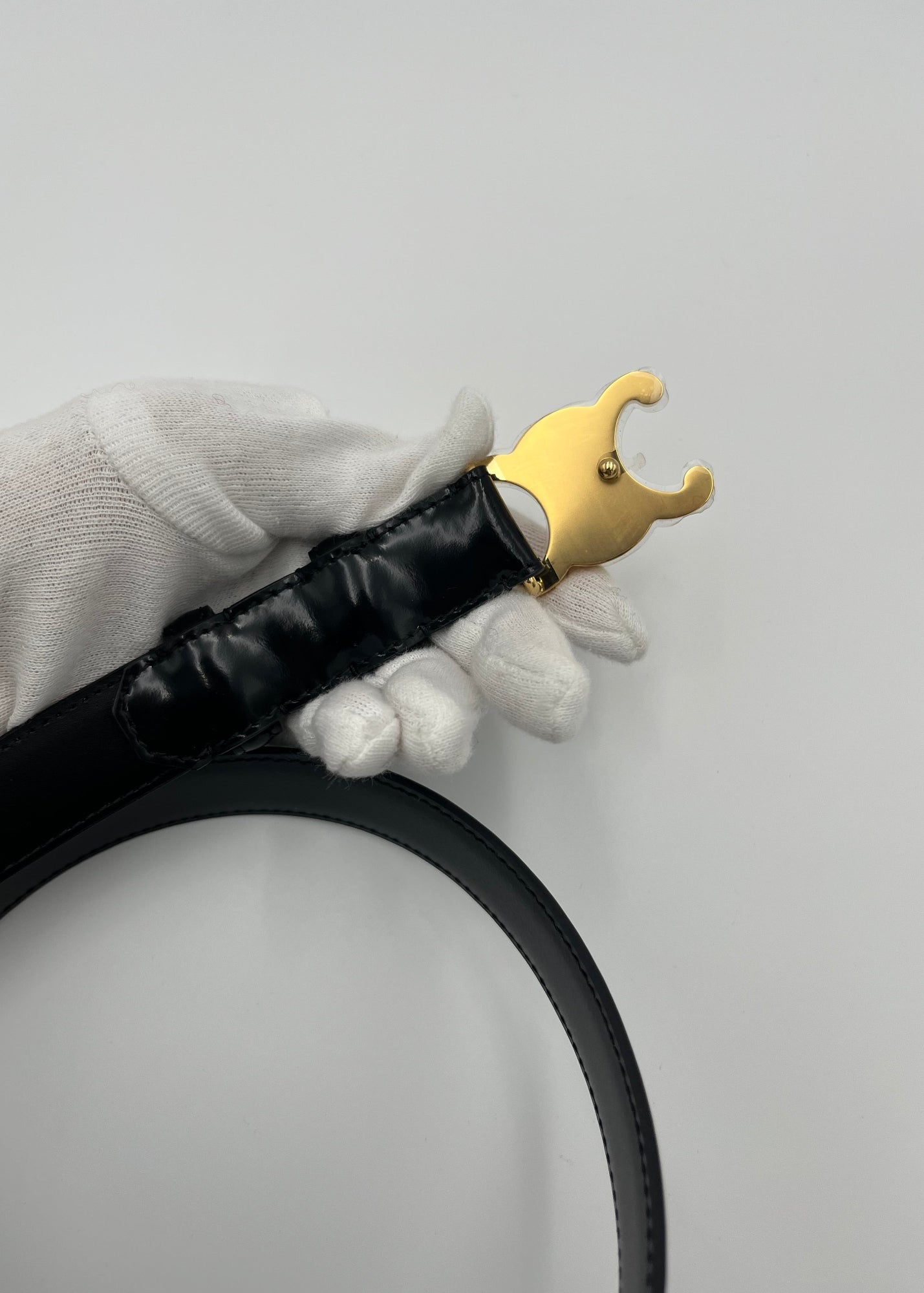 Celine Cintura Triomphe Media in Pelle Taurillon Nera