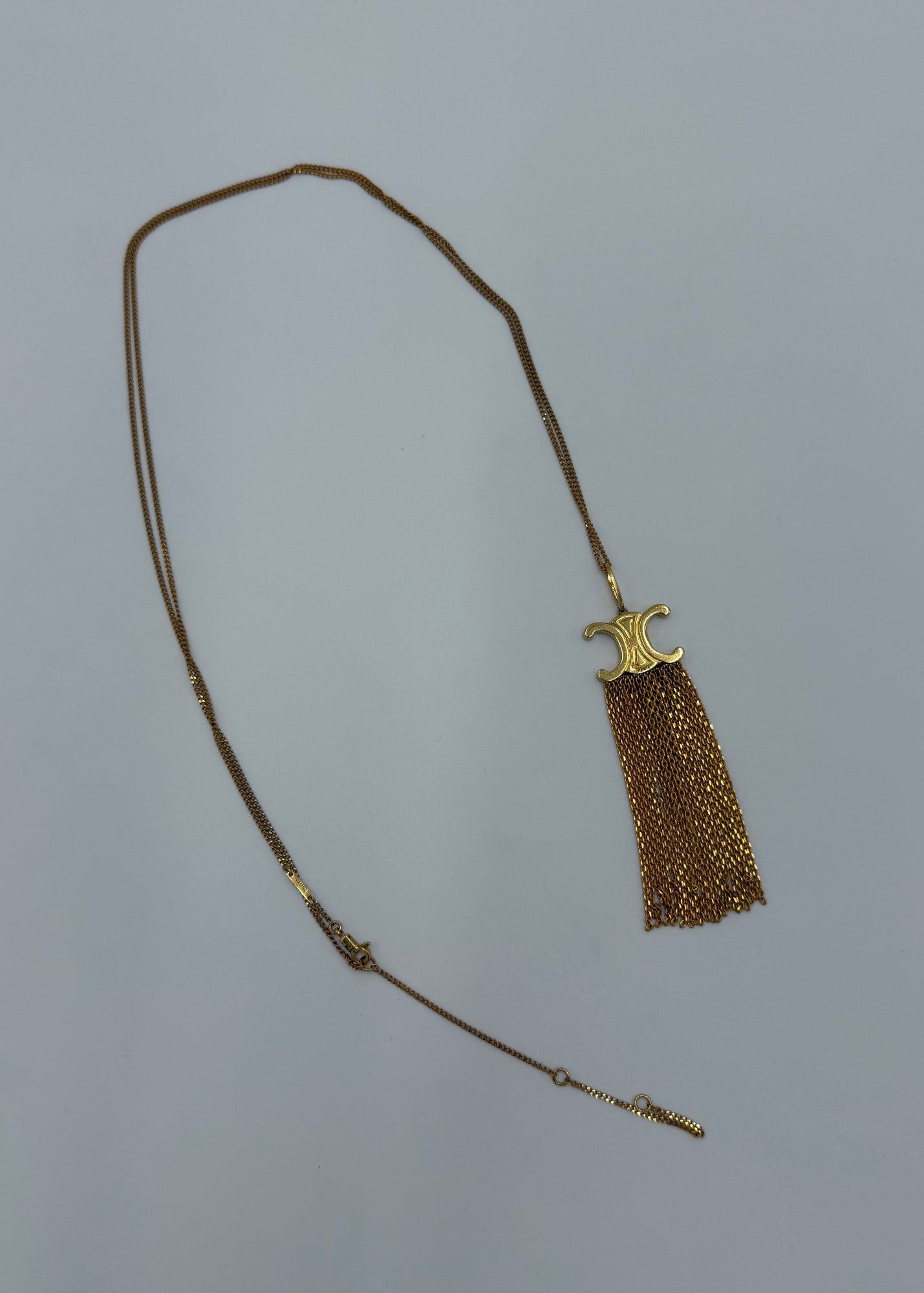 Celine Collana Triomphe Lunga con Frange in Ottone Finitura Oro