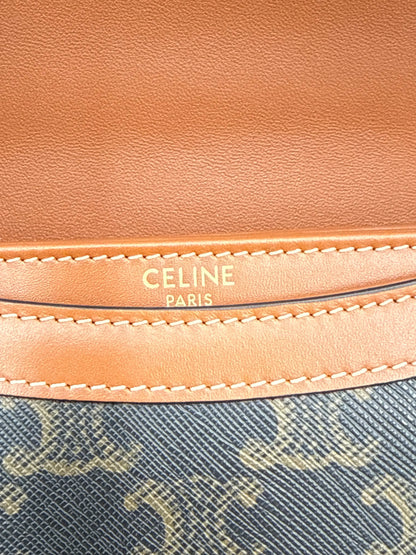 Celine-Mini-Besace-Triomphe-in-Tela-Triomphe-e-Pelle-di-Vitello-Marrone-70263879434564 - Pally Vintage Closet