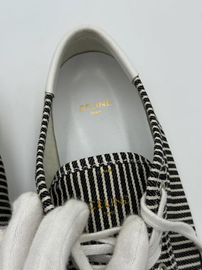 Celine-Sneakers-Low-Top-in-Tela-a-Righe-Nere-e-Bianche-69234167939396 - Pally Vintage Closet