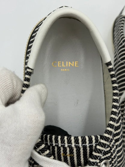 Celine-Sneakers-Low-Top-in-Tela-a-Righe-Nere-e-Bianche-69234167972164 - Pally Vintage Closet