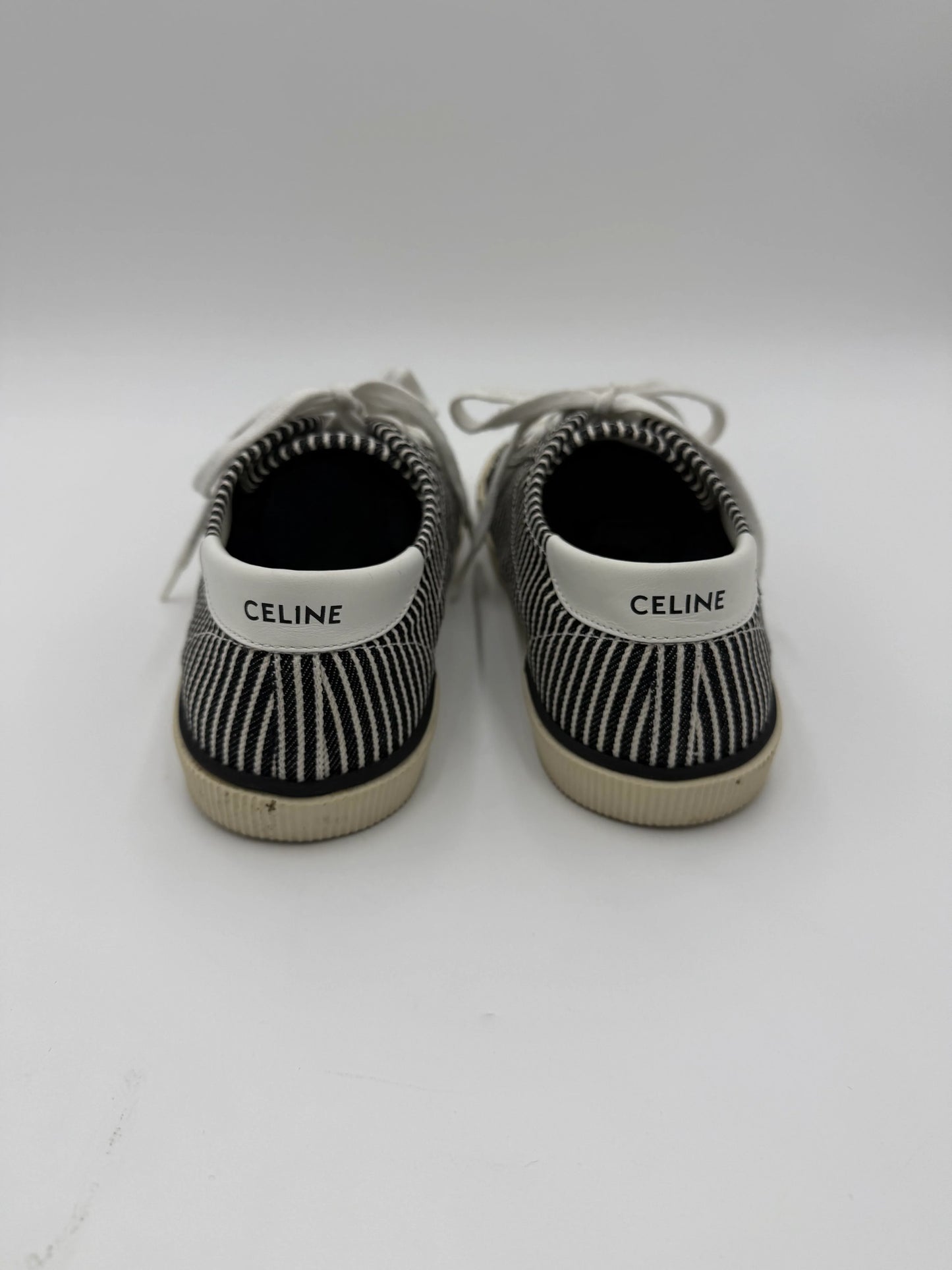 Celine-Sneakers-Low-Top-in-Tela-a-Righe-Nere-e-Bianche-69234168070468 - Pally Vintage Closet