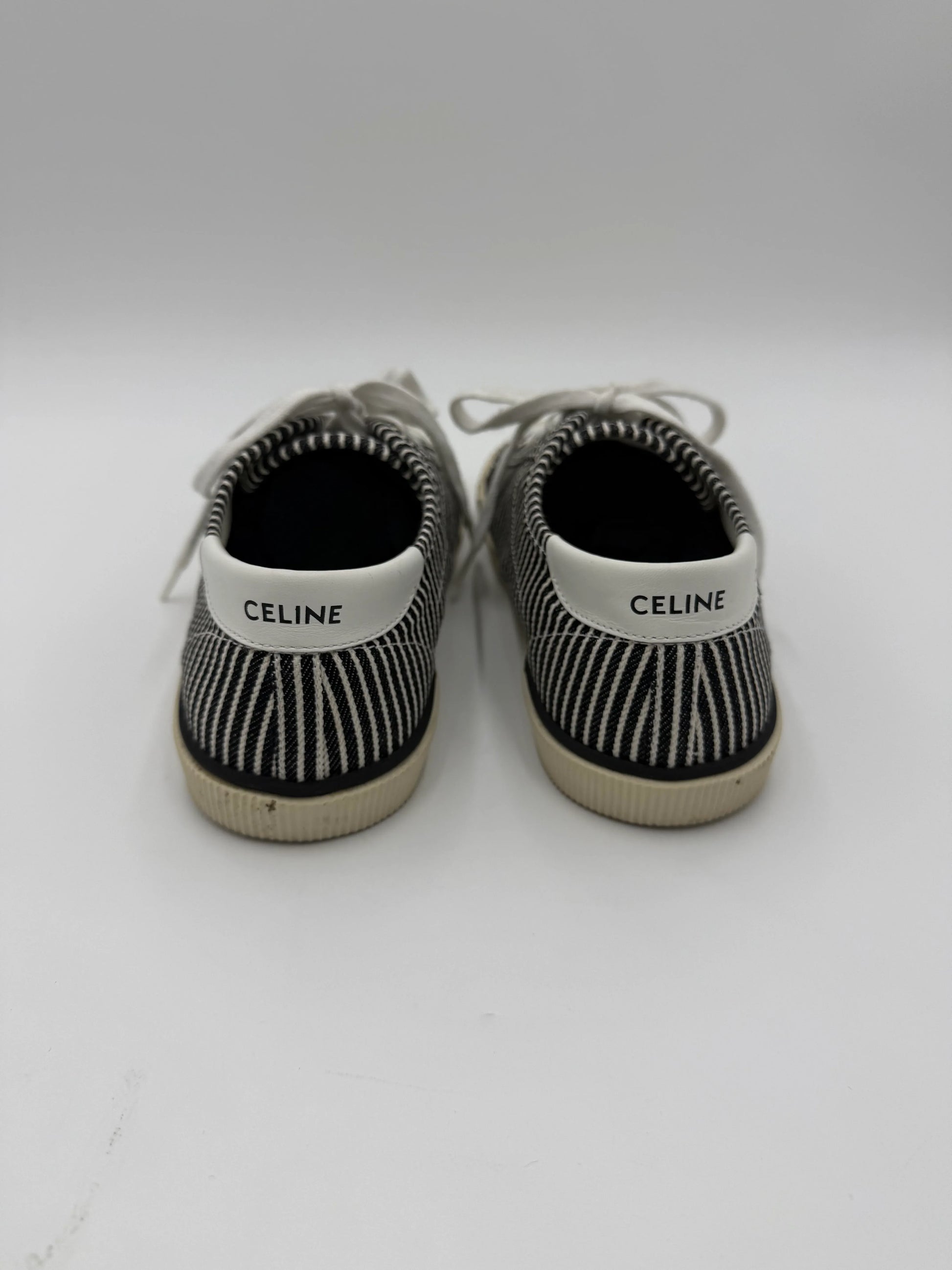 Celine-Sneakers-Low-Top-in-Tela-a-Righe-Nere-e-Bianche-69234168070468 - Pally Vintage Closet
