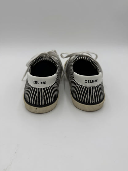 Celine-Sneakers-Low-Top-in-Tela-a-Righe-Nere-e-Bianche-69234168070468 - Pally Vintage Closet
