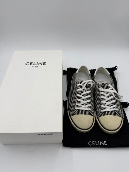 Celine-Sneakers-Low-Top-in-Tela-a-Righe-Nere-e-Bianche-69234168168772 - Pally Vintage Closet