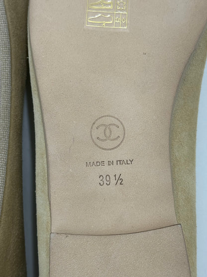 Chanel Beige Suede and Patent Leather Ballerinas