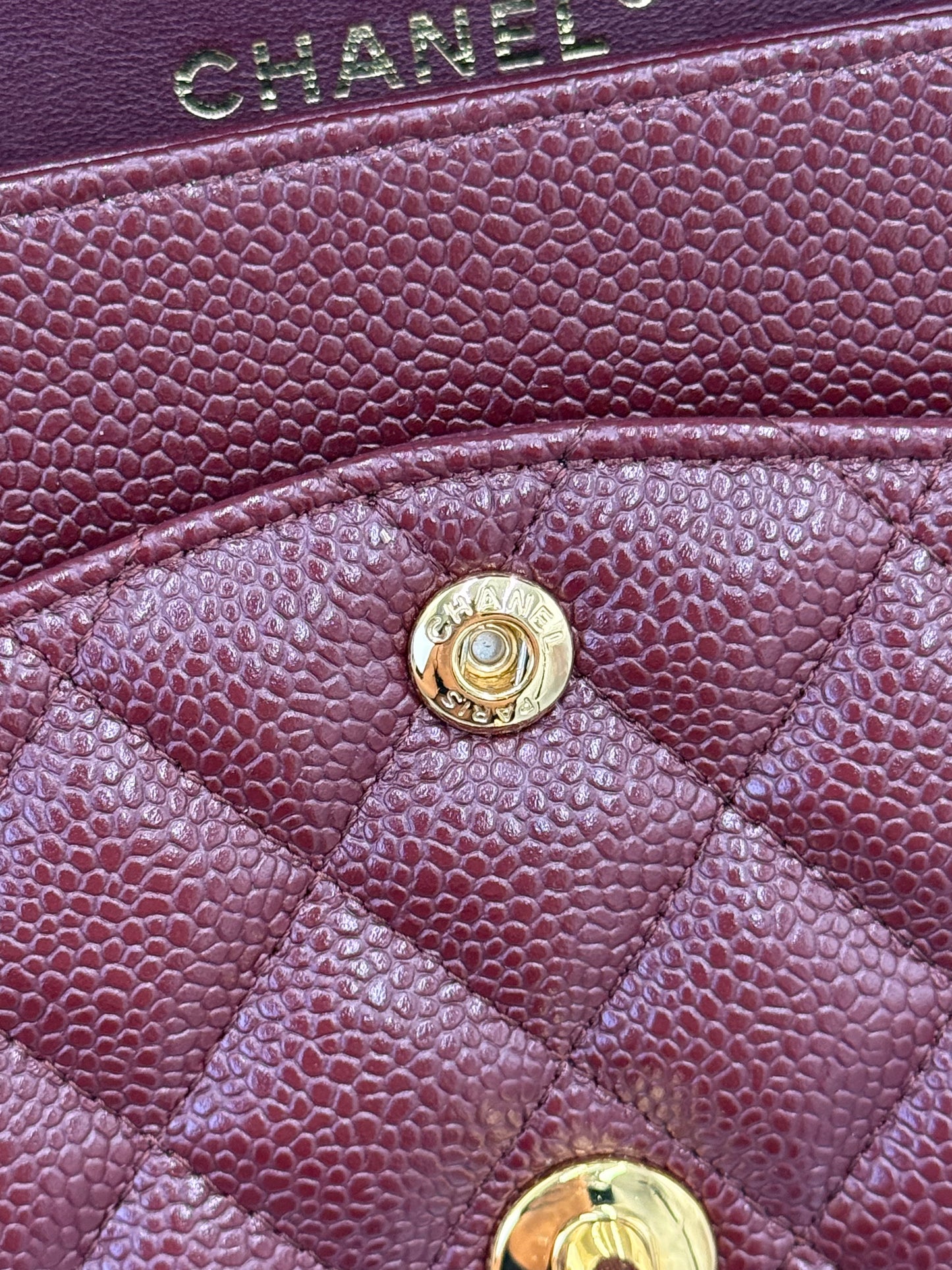 Chanel Borsa Classic Medium Double Flap Bag Pelle Caviar Bordeaux