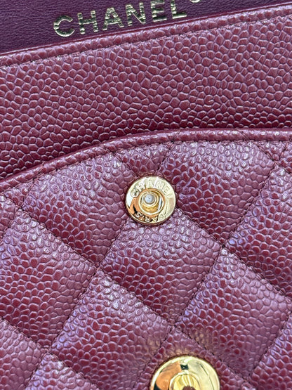 Chanel Borsa Classic Medium Double Flap Bag Pelle Caviar Bordeaux