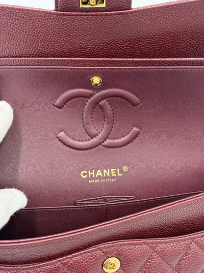 Chanel Borsa Classic Medium Double Flap Bag Pelle Caviar Bordeaux
