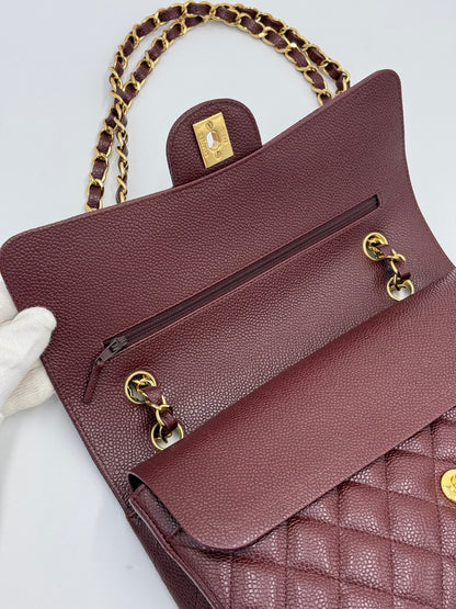 Chanel Borsa Classic Medium Double Flap Bag Pelle Caviar Bordeaux