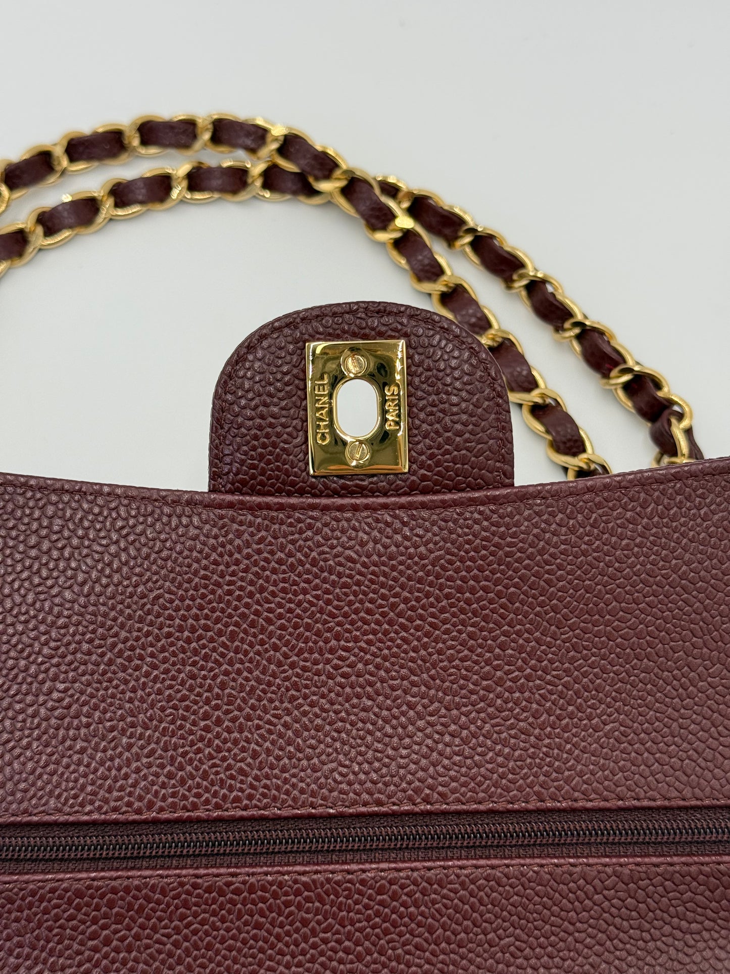 Chanel Borsa Classic Medium Double Flap Bag Pelle Caviar Bordeaux