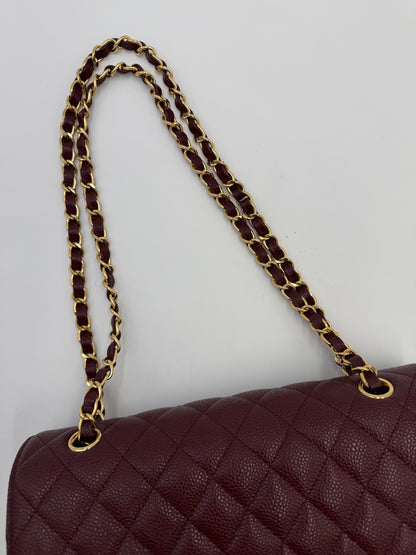 Chanel Borsa Classic Medium Double Flap Bag Pelle Caviar Bordeaux