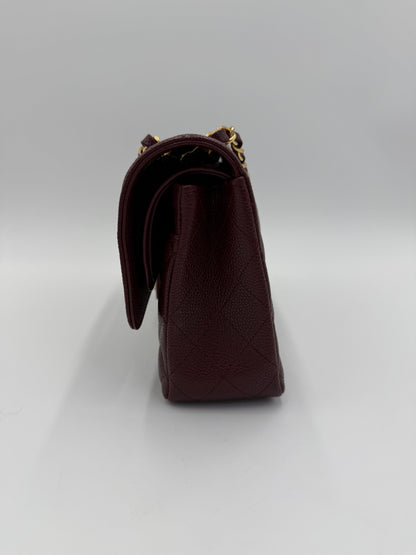 Chanel Borsa Classic Medium Double Flap Bag Pelle Caviar Bordeaux
