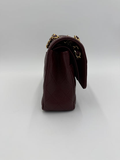 Chanel Borsa Classic Medium Double Flap Bag Pelle Caviar Bordeaux