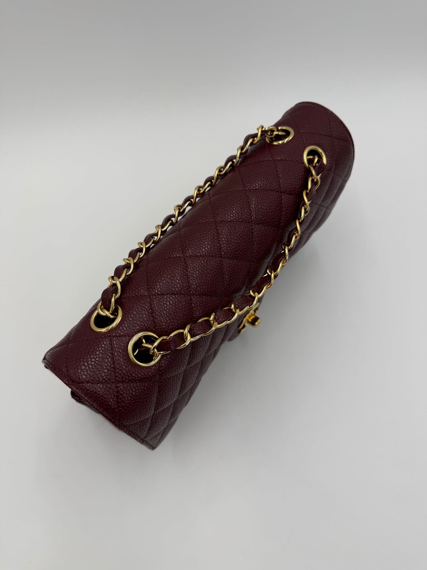 Chanel Borsa Classic Medium Double Flap Bag Pelle Caviar Bordeaux