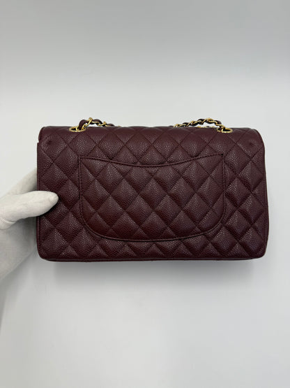 Chanel Borsa Classic Medium Double Flap Bag Pelle Caviar Bordeaux